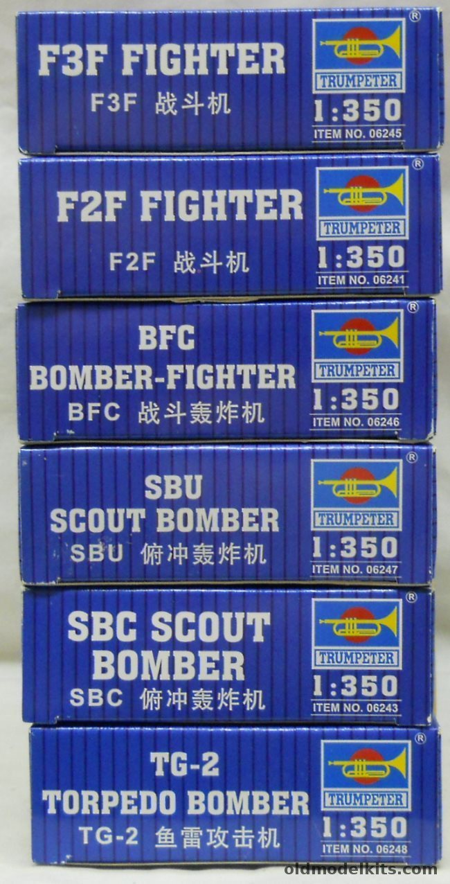 Trumpeter 1/350 06245 (6) F3F Fighter / 06241 (6) F2F Fighter / 06246 (6) BFC Bomber-Fighter / 06247(6) SBU Scout Bomber / 06243 (6) SBC Scout Bomber / 06248 (6)  TG-2 Torpedo Bomber plastic model kit